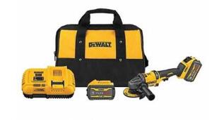 DESCRIPTION: (1) CORDLESS ANGLE GRINDER BRAND/MODEL: DEWALT/DCG418X2 INFORMATION: GRIP STYLE: RAT TAIL/MAX SPEED: 9,000 RPM RETAIL$: 701.64 SIZE: 4-1/