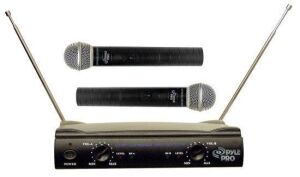 DESCRIPTION: (1) DUAL WIRELESS MICROPHONE SYSTEM BRAND/MODEL: PYLE PDWM2500 RETAIL$: $128.99 QTY: 1