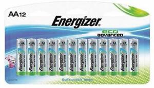 DESCRIPTION: (12) PACKS OF (12) ECO ADVANCED BATTERY BRAND/MODEL: ENERGIZER/XR91BP-12 INFORMATION: ALKALINE RETAIL$: 26.30 PER PK OF 12 SIZE: AA QTY: