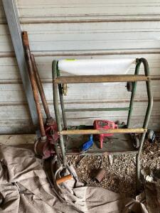 MASKING CART AND (2) MANUAL BARREL PUMPS.