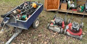 CONTENTS OF SHED - LARGE LOT OF ASSORTED GARDENING AND LAWN MAINTENANCE EQUIPMENT AND TOOLING