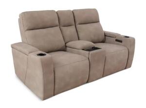 GRAY FABRIC POWER RECLINING LOVESEAT