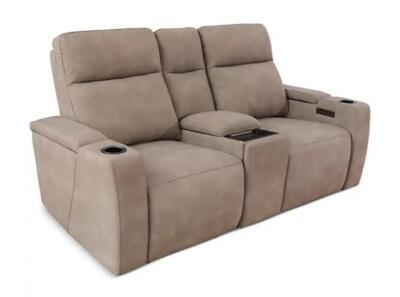 GRAY FABRIC POWER RECLINING LOVESEAT