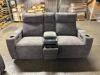 GRAY FABRIC POWER RECLINING LOVESEAT - 2