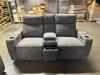 GRAY FABRIC POWER RECLINING LOVESEAT - 7