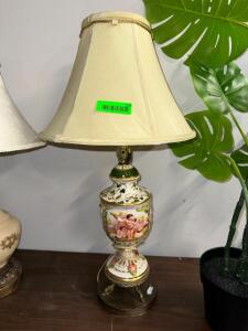 VINTAGE CAPODIMONTE HOLLYWOOD REGENCY ART DECO TABLE LAMP