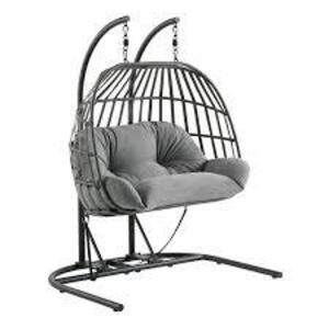 DESCRIPTION: (1) DOUBLE HANGING EGG CHAIR BRAND/MODEL: MAINSTAYS #MSD4221014006 INFORMATION: 2 PERSON RETAIL$: $178.20 EA QTY: 1