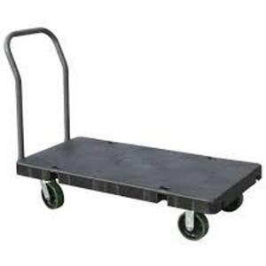 DESCRIPTION: (1) PLATFORM TRUCK, REMOVABLE HANDLEBRAND/MODEL: AKRO-MILLSINFORMATION: BLACK, PLASTIC PLATFORM, STEEL FRAMESIZE: APPROX 24" X 48" PLATFORMRETAIL$: $673.94 EAQTY: 1