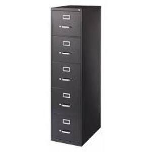 DESCRIPTION: (1) VERTICAL FILING CABINETBRAND/MODEL: HIRSH #17781INFORMATION: BLACK, METAL, 5 DRAWERSSIZE: 26 1/2" X 18" X 61 3/8"RETAIL$: $551.00 EAQTY: 1