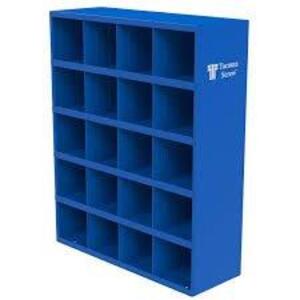 DESCRIPTION: (1) PIGEON HOLE BIN STORAGEBRAND/MODEL: DURHAM #356-95-MSCINFORMATION: BLUE, SEE INSPECTIONSIZE: 20 BIN, 33-3/4 Inch Overall Width x 12 Inch Overall Depth x 24 Inch Overall HeightRETAIL$: $261.00 EAQTY: 1