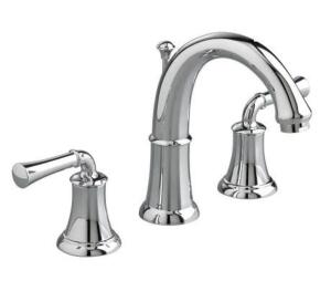 DESCRIPTION: (2) PORTSMOUTH BATHROOM FAUCET BRAND/MODEL: AMERICAN STANDARD/7420801.002 INFORMATION: POLISHED CHROME/MID-ARC RETAIL$: 208.65 SIZE: 3/8"