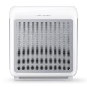 DESCRIPTION: (1) AIR PURIFIER BRAND/MODEL: COWAY AIRMEGA/AP-1518R(W) INFORMATION: WHITE/COVERAGE: 361 SQ-FT RETAIL$: 229.00 SIZE: 9.6"L X 16.8"W X 18.