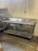 72" X 30" STAINLESS TABLE W/ 4" BACK SPLASH. - 2