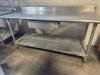 72" X 30" STAINLESS TABLE W/ 4" BACK SPLASH. - 5