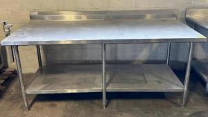 78" X 36" STAINLESS TABLE W/ 4" BACK SPLASH.