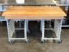 63" X 34" BUTCHER BLOCK PASTRY TABLE W/ (2) TRAY RACK BASES. - 2