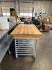 63" X 34" BUTCHER BLOCK PASTRY TABLE W/ (2) TRAY RACK BASES. - 5