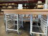 63" X 34" BUTCHER BLOCK PASTRY TABLE W/ (2) TRAY RACK BASES. - 11