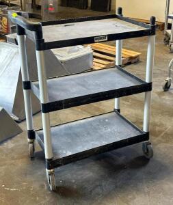 THREE TIER BLACK PLASTIC UTILITY CART