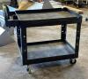 TWO TIER BLACK PLASTIC UTILITY CART