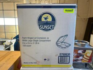 (1) CASE OF SUNSET FOAM CONTAINERS 150 COUNT