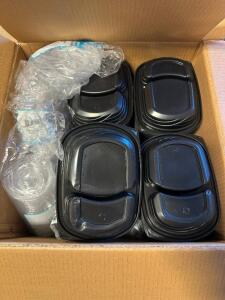 (1) CASE OF BLACK PLASTIC TO GO CONTAINERS.