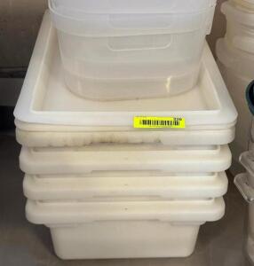 (4) 3 GALLON PLASTIC CONTAINERS W/ LIDS