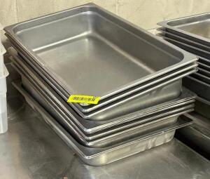 (7) FULL SIZE STAINLESS CONTAINERS.