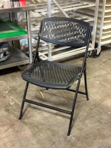 (4) METAL FOLDING PATIO CHAIRS.