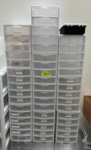 ASSORTED PLASTIC STORAGE BINS AS SHOWN