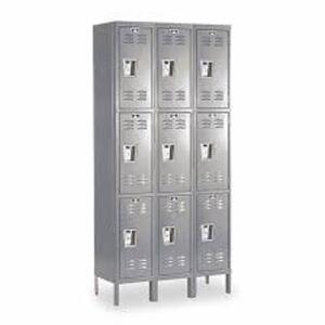 DESCRIPTION: (1) WARDROBE LOCKER BRAND/MODEL: HALLOWELL #4HB98 INFORMATION: GRAY SIZE: 36 IN X 12 IN X 78 IN, LOUVERED, 3 TIERS, 3 UNITS WIDE, PADLOCK