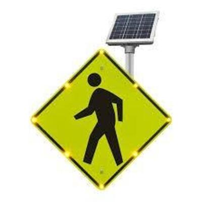 DESCRIPTION: (1) BLINKERSIGN, WITH LEDS BRAND/MODEL: TAPCO #2180-00214 INFORMATION: AMBER LED, PEDESTRIAN CROSSING SIZE: 30" RETAIL$: $1695.00 EA QTY: