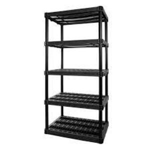 DESCRIPTION: (1) EXTRA HEAVY DUTY STORAGE SHELVES BRAND/MODEL: PLANO #PLA9624SB INFORMATION: BLACK, PLASTIC SIZE: 72.5" X 36" X 24 RETAIL$: $395.00 EA