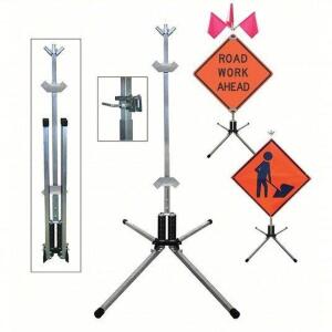 DESCRIPTION: (1) SIGN STAND BRAND/MODEL: DICKE #23J516 INFORMATION: RIGID, ROLL-UP, 48 IN X 48 IN COMPATIBLE SIGN SIZE, 4 LEGS, 44 IN SIZE: 36 IN X 36