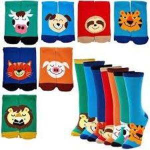 DESCRIPTION: (4) PACKS OF (7) PAIRS OF SPLIT ANIMAL SOCKS BRAND/MODEL: JUVO #LJ-HZZZI-060220-03-1 RETAIL$: $13.49 EA QTY: 4