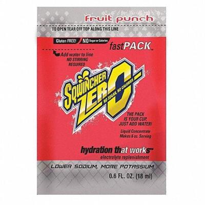 DESCRIPTION: (2) CASES OF (4) PACKS OF (50) SPORTS DRINK MIX CONCENTRATE BRAND/MODEL: SQWINCHER #8ZT64 INFORMATION: FRUIT PUNCH RETAIL$: $86.12 EA SIZ