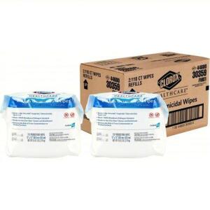 DESCRIPTION: (2) BAGS GERMICIDAL DISINFECTING WIPES BRAND/MODEL: CLOROX/4XKR8 INFORMATION: 110 WIPES PER BAG COMES WITH EMPTY BUCKET FOR WIPES SIZE: 1