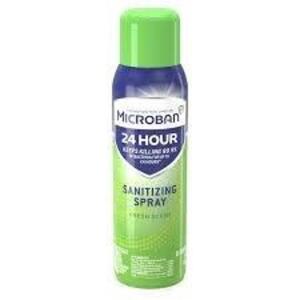 DESCRIPTION: (4) SANITIZING SPRAY BRAND/MODEL: MICROBAN 24 HOUR SIZE: 15 OZ RETAIL$: $7.99 EA QTY: 4