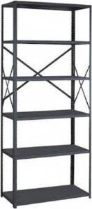 DESCRIPTION: (1) 6 SHELF OPEN SHELVING STARTER BRAND/MODEL: VALUE COLLECTION #63166896 INFORMATION: BLACK SIZE: 36X18X85 RETAIL$: $399.05 EA QTY: 1