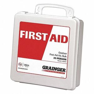 DESCRIPTION: (2) FIRST AID KIT BRAND/MODEL: GRAINGER #463L90 RETAIL$: $84.52 SIZE: 25 PERSON KIT QTY: 2