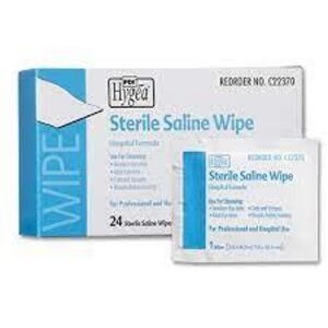 DESCRIPTION: (6) CASES OF (24) PACKS OF STERILE SALINE WIPE BRAND/MODEL: HYGEA #C22370 RETAIL$: $6.00 A BOX QTY: 6