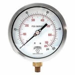 DESCRIPTION: (4) INDUSTRIAL PRESSURE GAUGE BRAND/MODEL: WINTERS #491A85 INFORMATION: ALUMINUM, 0 TO 100 PSI RETAIL$: $140.50 EA QTY: 4