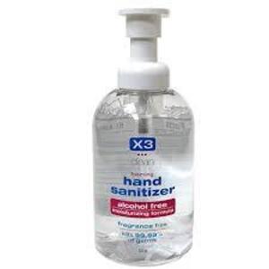 DESCRIPTION: (6) FOAMING HAND SANITIZER BRAND/MODEL: X3 RETAIL$: $12.00 EA SIZE: 8.5 OZ QTY: 6