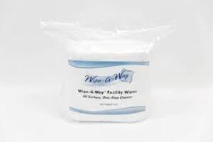 DESCRIPTION: (2) PACKS OF (800) FACILITY ALL SURFACE WIPES BRAND/MODEL: WIPE-A-WAY RETAIL$: $50.00 EA SIZE: 8X10 QTY: 2