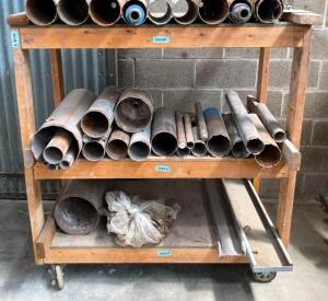 WOODEN SHELF ON CASTERS