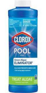 DESCRIPTION: (2) GREEN ALGAE ELIMINATOR BRAND/MODEL: CLOROX POOL AND SPA RETAIL$: $16.91 EA SIZE: 32 OZ QTY: 2