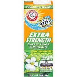 DESCRIPTION: (6) DIRT FIGHTERS CARPET ODOR ELIMINATOR BRAND/MODEL: ARM AND HAMMER PLUS OXICLEAN RETAIL$: $2.19 EA SIZE: 42.6 OZ QTY: 6