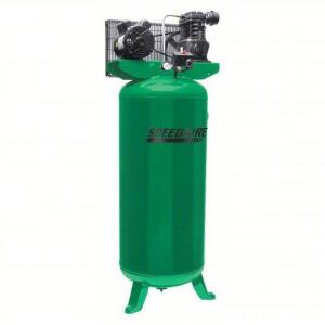 DESCRIPTION: (1) ELECTRIC AIR COMPRESSORBRAND/MODEL: SPEEDAIRE #4ME96INFORMATION: GREEN, 3 hp, 1 Stage, Vertical, 9.1 cfm, 135 psi, 240V ACSIZE: 60 GAL TANKRETAIL$: $1221.31 EAQTY: 1