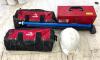 TOOL BOX WITH CONTENTS, (2) TOOL BAGS, HARDHAT AND SLEDGEHAMMER