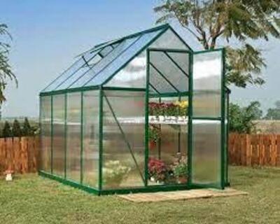 DESCRIPTION: MYTHOS 6' X 8' HOBBY GREENHOUSE BRAND/MODEL: PALRAM RETAIL$: $1,211.95 LOCATION: WAREHOUSE QTY: 1